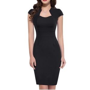 NWT Grace Karin Black Retro Vintage Style Cap Sleeve Cocktail Dress Sz S